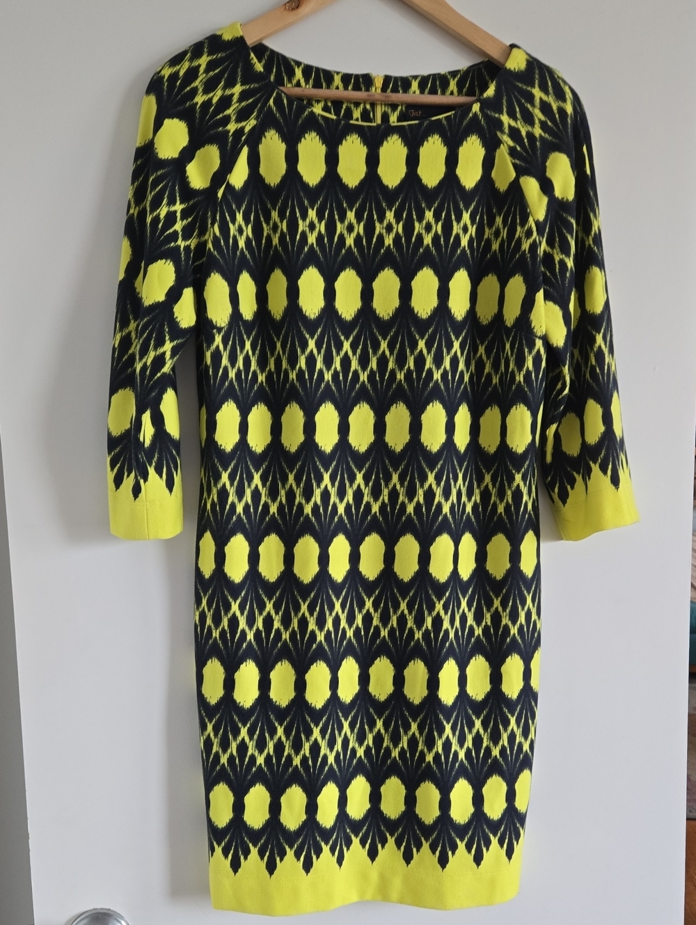 Just...Taylor Neon Yellow and Black Patterned Knit Dress